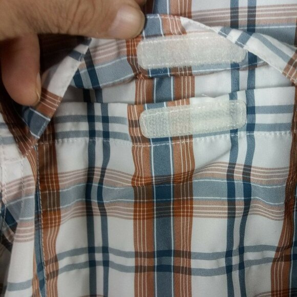Wrangler Mens Plaid Long Sleeve Shirt Hook Loop Pockets Button Up Medium Outdoor - Picture 4 of 6